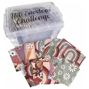 100 Obálku Challenge Kit Ukládání Peněz Do 100 Dnů, Rozpočet, Plánování Příručka Zvládnutí Pokrok S Úložný Box Pro Splacení
