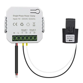 1Set Tuya Zigbee Smart Energy Meter 80A S proudový Transformátor Svorka Kwh Napájení Monitoru Plastové Elektřiny Statistiky Bílá