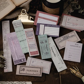 30 Listů/Set Starožitné Bill Vstupenky Memo Pad Vintage Cestovní Lístek Sticky Notes Mini Plánovač, Papírnictví, Kancelářské Potřeby