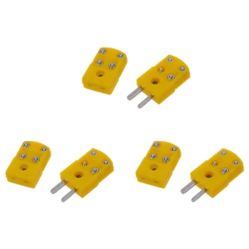 3X Žluté Plastové Skořepiny Typ K Termočlánek Plug Socket Connector Set