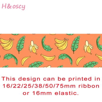50Yards Ovoce Banán Tištěné Grogénové Stuhy NEPŘÍTEL Elastické pro DIY Hairbows Holiday Party Dárek Dekorace Řemesla