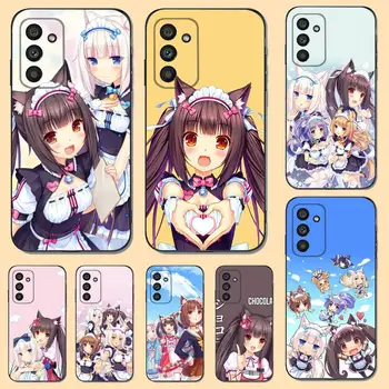 Anime Nekopara Dívka Telefon Pouzdro Pro Samsung S23,22,21 FE 20,10 lite 9,8,5 plus 6,7 okraji Note20,20ultra Černý Silikon