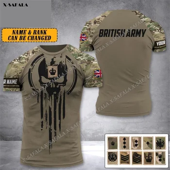Britský, Anglie, Spojené Království Vlastní Hodnosti Vojenské Camo Voják, ARMÁDA VETERÁN Vlajka 3D Tisk T Shirt Muži Top Tee Letní 2023