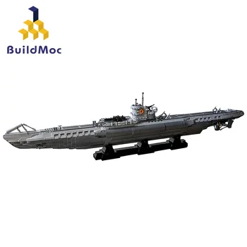 BuildMoc Vojenské druhé Světové Války ponorka Typu VIIC Ponorky Stavební Blok Nastavit válečnou Loď, Cihla Hra, Hračka, Děti, Dárky k Narozeninám