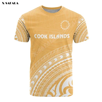 Cook Island erb Tribal Gold Hawaii 3D Tisk Mužů T Košile Topy Trička Krátký Rukáv Ležérní Rychlé Suché Letní Prodyšné