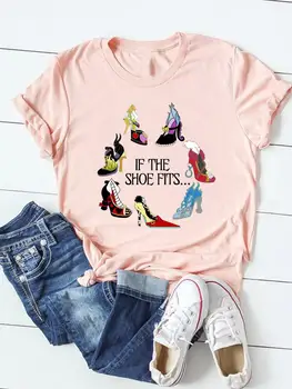 Disney Darebák Oblečení Top Módní Ležérní Letní Legrační Dopis Ženské Čarodějnice Kreslené Grafické T-košile, Ženy Šaty Tee