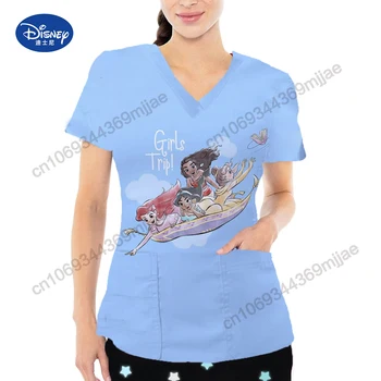 Disney Zevity T-shirt V-neck Žena Oblečení pro Ženy Y2k Krásné Topy Ženy Halenky Doprava Zdarma Tričko Oblečení Žena