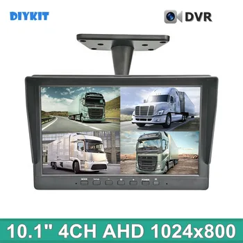 DIYKIT 1024*800 AHD 10.1 palcový 4 Split Quad Obrazovky Zadní Pohled Auto Monitor podporuje 4 x 960P AHD Kamera SD Kartu Záznam Videa