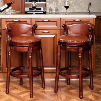 Dřevo, Hnědá Barová Židle Nordic Retro Místnosti Přirozené Herní Vodotěsné Venkovní Luxusní Křeslo Židle Kuchyně Hocker Evropské Nábytek