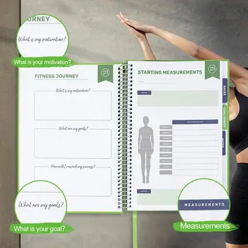 Fitness Poznámkový blok Burr Volný Fitness Věstníku Plánovač Účinnost Ruční Self-disciplína Cvičení Taktování Log Notebook Nahrávání