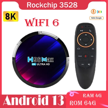 H96 Max RK3528 Smart TV Box Android 13 Quad Core Podpora 8K Videa, 2.4 G 5G WIFI6 BT5.0 4G 64GB 32GB AV1 Media Player Set Top Box