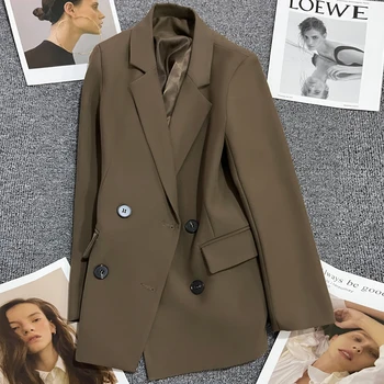 Kancelář Módní Blejzry pro Ženy Bundy 2023 Nové Jarní Letní Dámské Dlouhé Kabáty si Připsal Double Breasted Svrchní oblečení