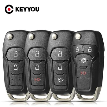 KEYYOU 2/3/4 Tlačítka Skládací Flip Vzdálené Klíče od Auta Shell Pouzdro Fob pro Ford F150 Ranger Galaxy S-Max KA+ Mondeo