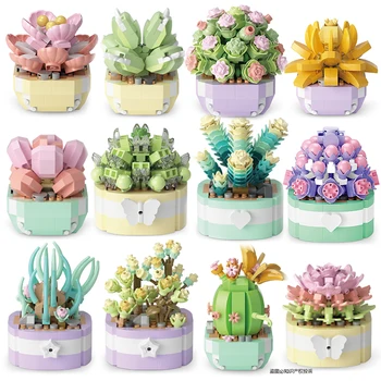 Kreativní Rostlina Bonsai Květina Série Kaktus Desktop Dekorace Micro Stavební Bloky, Cihly Hračky, Vánoční Dárky