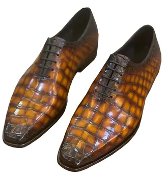 leimanxiniu nové krokodýlí Kůže boty ruční práce Pánské boty mužské šaty boty
