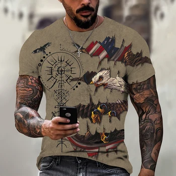 Letící Orel 3D Tisk T-shirt Plus Velikost Street Oblečení Letní Krátký Rukáv T-shirt Harajuku Pánské Zvíře Tisk Tričko Top