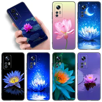 Lotus Modrá Bílá Květiny Telefon Pouzdro Pro Xiaomi Mi 8 se 9 SE 10 10T 11 12 A2 Lite 9T 11T 12S 12T 13 Pro 12X 11i Měkké TPU Černý Kryt
