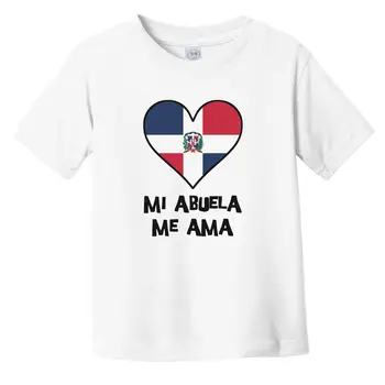 Moje Babička Mě Miluje španělský Jazyk Dominikánská Republika Vlajka Srdce Batole Tričko dlouhý rukáv