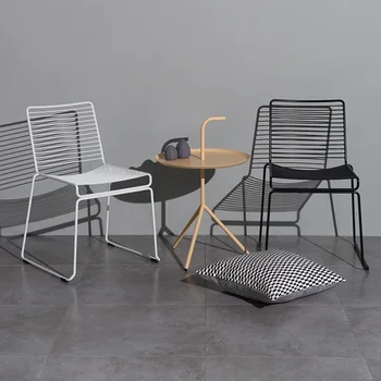 Nordic Jídelní Židle Z Tepaného Železa Křeslo Minimalistický Design Kreativní Osobnost Židle Malém Bytě, Žehlička Jídelní Židle