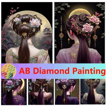 Nové 5D DIY Diamantový Obraz Krásné bun Drahokamu Diamond Mozaika Čínský Styl Krása Výšivky Cross Stitch Ruční práce