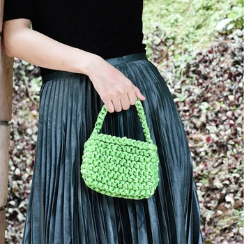 Nové Neonové Satén Tkané Tašky Mini Domácí DIY Luxusní Uzel Tote Bag Elegantní Dáma Šaty Taška Party Večerní Večeři Bag