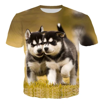 Nové Pet Pes Husky 3D Tištěné T-shirt Harajuku Zvířat Husky T Košile Muži Ženy Letní Nový Módní Ležérní Hip Hop Streetwear Topy