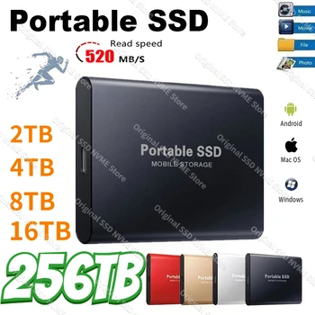 Přenosný SSD 1TB 2TB Mobilní Solid State Disk 4 TB 8 TB 256TB Externí Úložiště Decives Typ-C USB 3.1 Rozhraní Pro Laptop/PC/ Mac