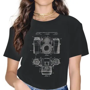Ročník Ženy T Košile Fotoaparát Humor Tričko Krátký Rukáv O Krku T-Shirt 100% Bavlna 4XL 5XL Oblečení