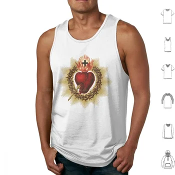 Sacred Heart Tank Topy Vesta Bez Rukávů Katolické Posvátné Srdce Milagro Christo Krista