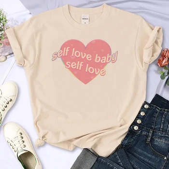 Self Láska Dítě Self Láska Srdce Tisk T Shirt Ženy Harajuku Kawaii Gothic Trička Y2k Oblečení Funny T-shirt Ženy