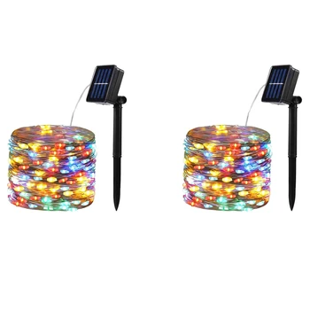 Solární LED String Světla 10M Vodotěsný Flexibilní Pohádkové Vánoční Osvětlení, Používané Ve Venkovním Nádvoří,Barva 2 Ks
