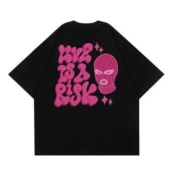Streetwear Harajuku Tištěné T-shirt Ženy Y2K Kulatý Výstřih-Krátký rukáv Pánské Módní Retro Tištěný Krátký rukáv Volné Topy Ins