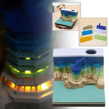 V Této Hoře Se Světlem Papír Carving Tří-dimenzionální Poznámkový blok Domů Dekorační Ozdoby, 3D Umění, Řemeslo Memo Pad Sticky Notes