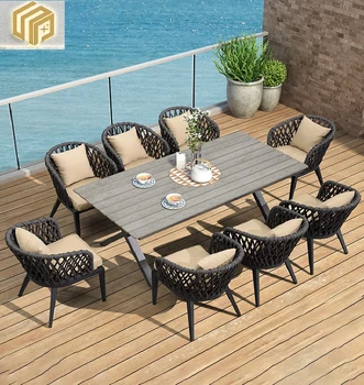 Venkovní stůl a židle kombinace villa garden Nordic terasa stůl lano jídelní židle nádvoří designový venkovní židle