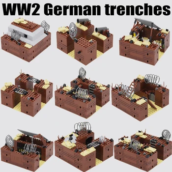 WW2 německé Vojenské Zákopy Stavební Bloky vojenský Bunkr Srub Pevnosti, Bojiště Zničit Zbraně, Příslušenství Cihly Hračky Chlapec
