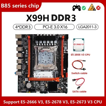 X99H Deska+E5 2666 V3 CPU+Switch Kabel+SATA Kabel Kit LGA2011-V3 DDR3X4 RAM Slot M. 2 NVME PCI-E 3.0 X16 SATA3.0