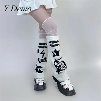 Y Demo Harajuku Y2k Ďábel Králíka Ženy Pletené Široké Nohy Ponožky Ležérní Elastické Mesh Sestříhané Noha Teplejší Streetwear