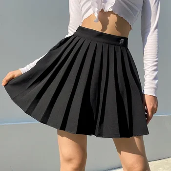Y2K Dívky Skládaný Sukně Dámské Módní Vysoký Pas Elastický-line Mini Sukně s Kraťasy Dámské Gotické Sexy Oblečení Streetwear