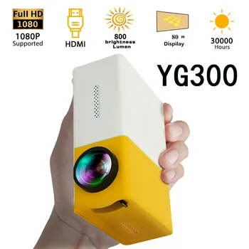 YG300 mini LED projektor, HD 320x240p kompatibilní s HDMI USB TF audio domácí multimediální přehrávač, Smart projektor