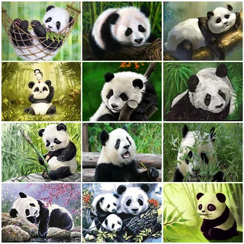 Zvířata, Panda Diamond Malování Pro Děti Plné Náměstí Vrtačka Výšivky Mozaika Cross Stitch Kit Art Dárek Domů Decro Nového Roku 2023