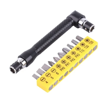 Šestihranný nástrčný Klíč 1/4Inch ve Tvaru L Socket Wrench Set s 10ks Různých Úhlový Šroubovák Bitů Ruční Nářadí Kit
