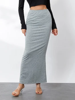 Ženy Pletené Sukně Elegantní Vysokým Pasem Solid Slim Fit Fishtail Sukně Dlouhá Sukně pro běžné Denní Sukně