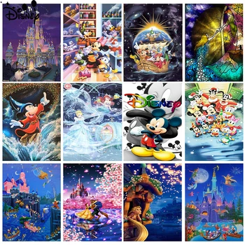 Disney Fantasy Princezna Diamond Malování Náměstí Kulaté Výšivky Cross Stitch Kouzlo Karikatury Mickey Znaky Mozaika Home Decor
